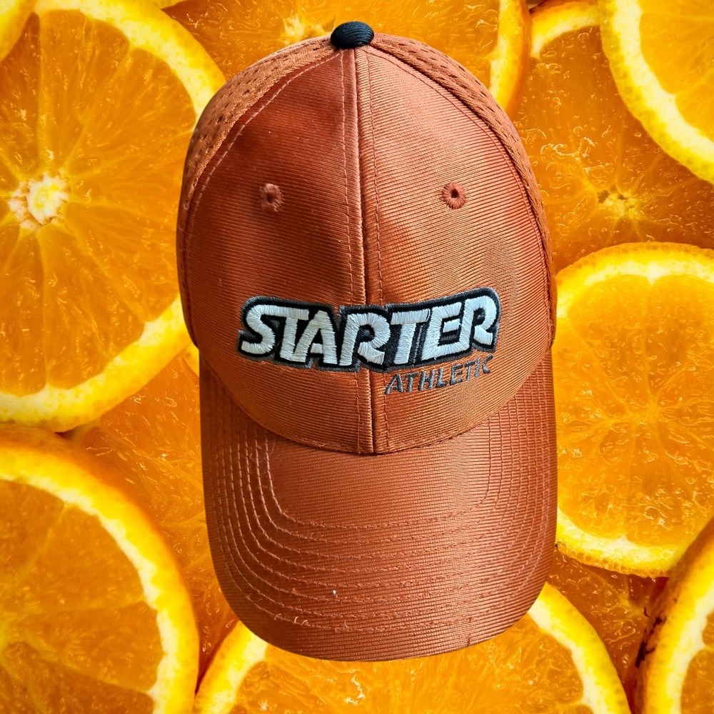 Starter Hat Athletic Baseball Cap Adjustable Orange One Size‎